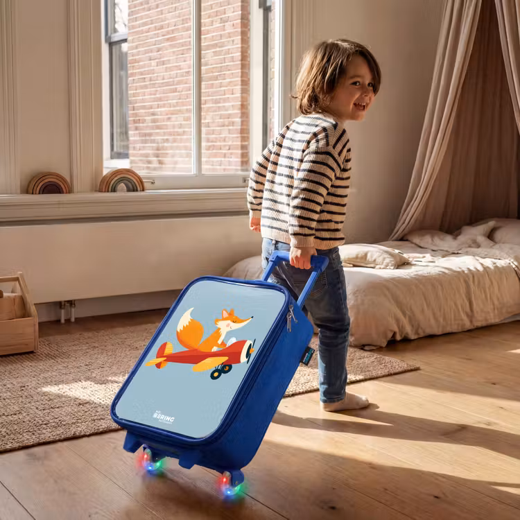 Kinderkoffer - Blauw - Vos - Vliegtuig - Vliegen — 3