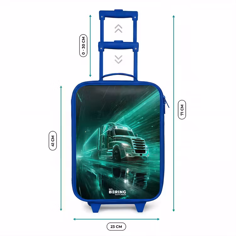 Kinderkoffer - Blauw - Vrachtwagen - Neon - Groen - Stad — 6