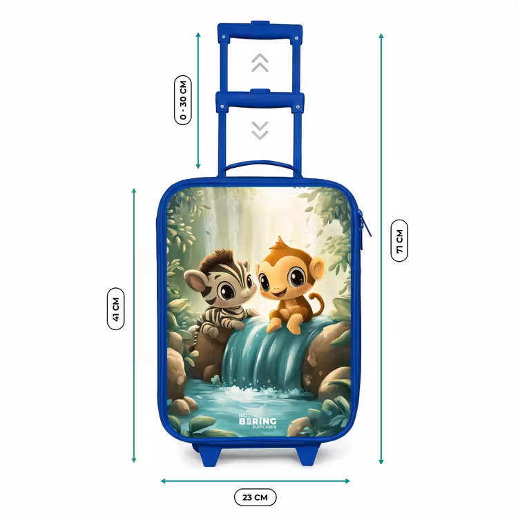 Kinderkoffer - Blauw - Zebra - Aapje - Waterval - Rotsen — 6