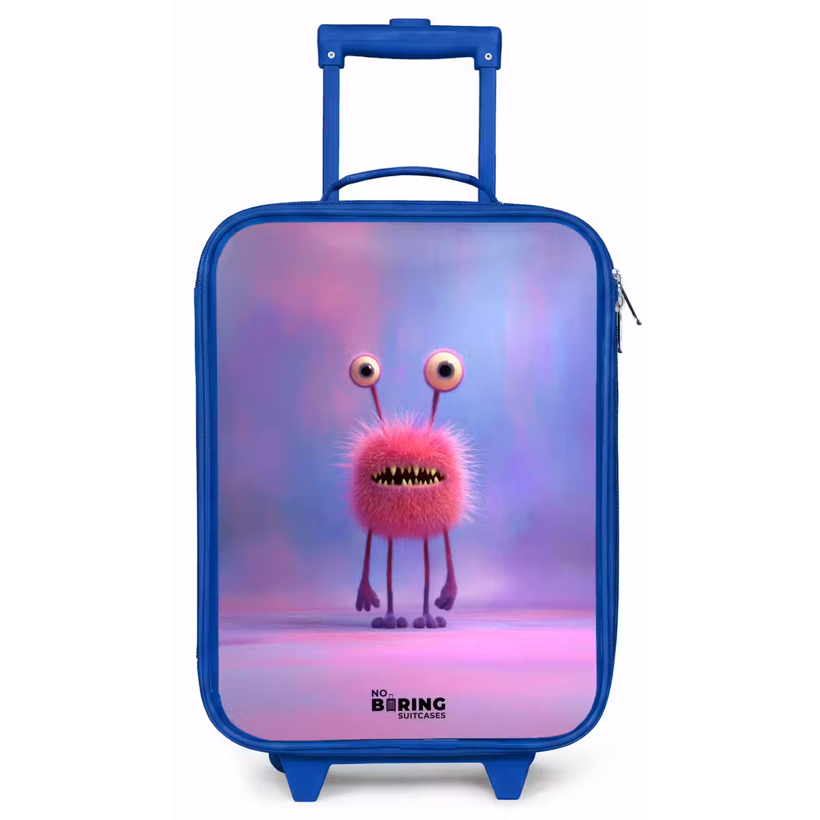 Kinderkoffer - Blauw - Roze harig monster met grote ogen — 1
