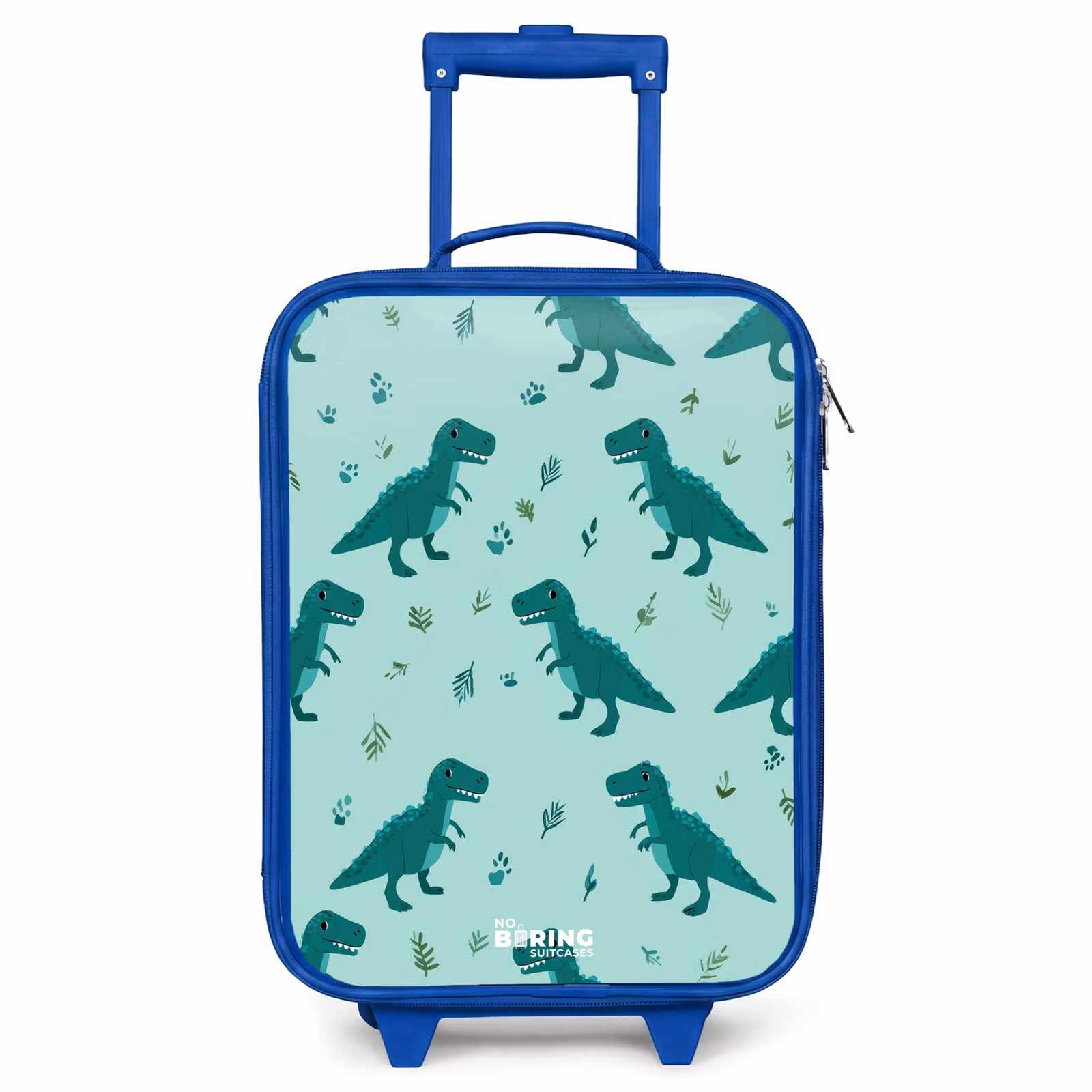 Kinderkoffer - Blauw - Vriendelijke T. rex tussen sporen — 1