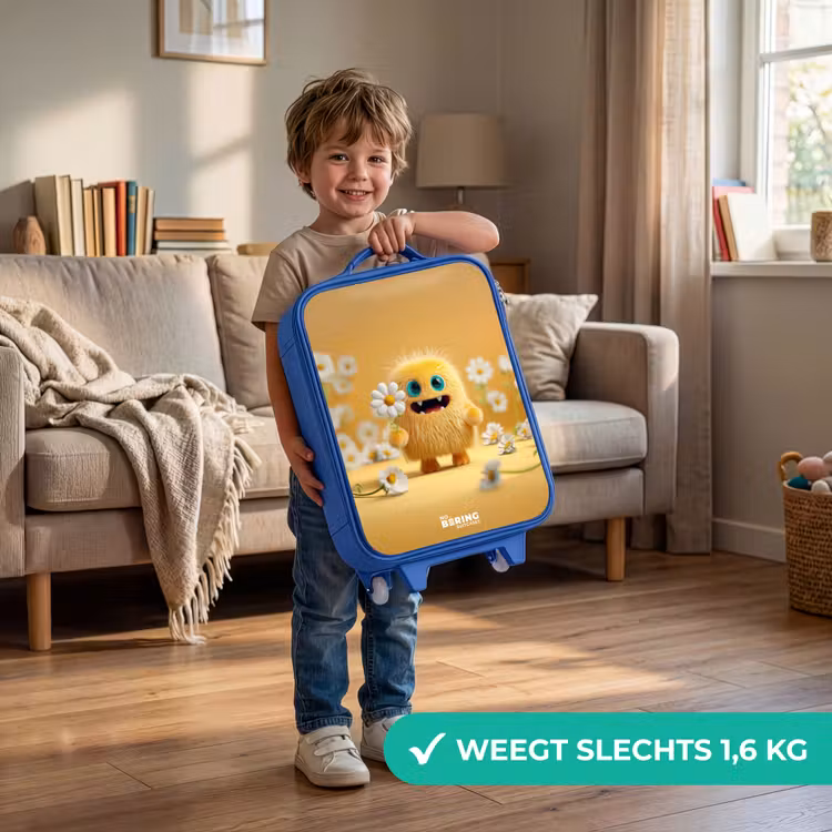 Kinderkoffer - Blauw - Monster - Wezen - Bloem - Geel — 2