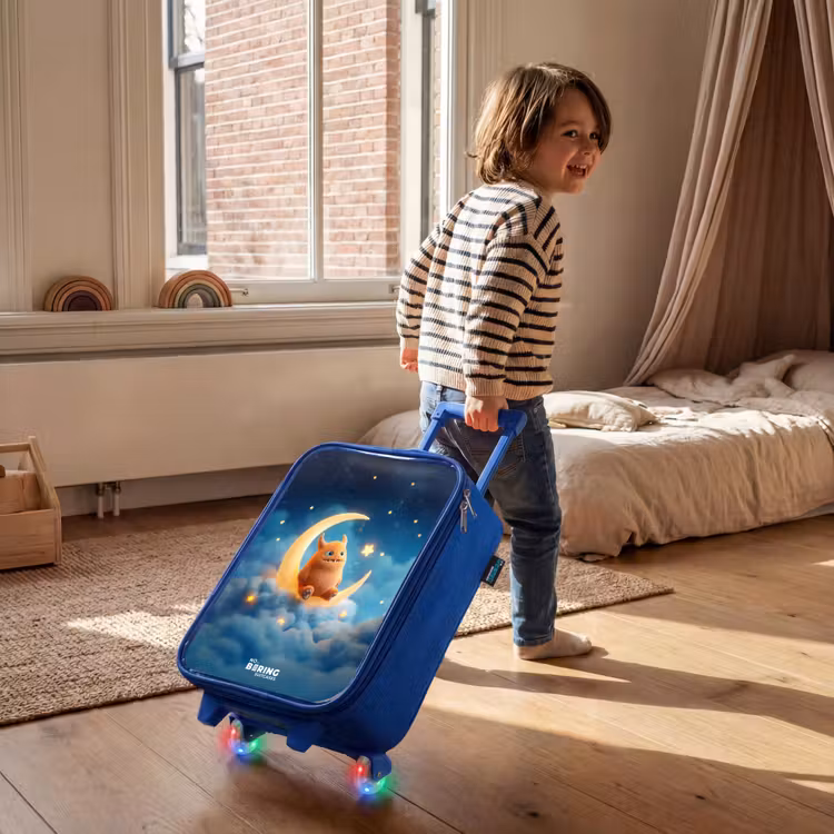Kinderkoffer - Blauw - Oranje monster op maansikkel — 3