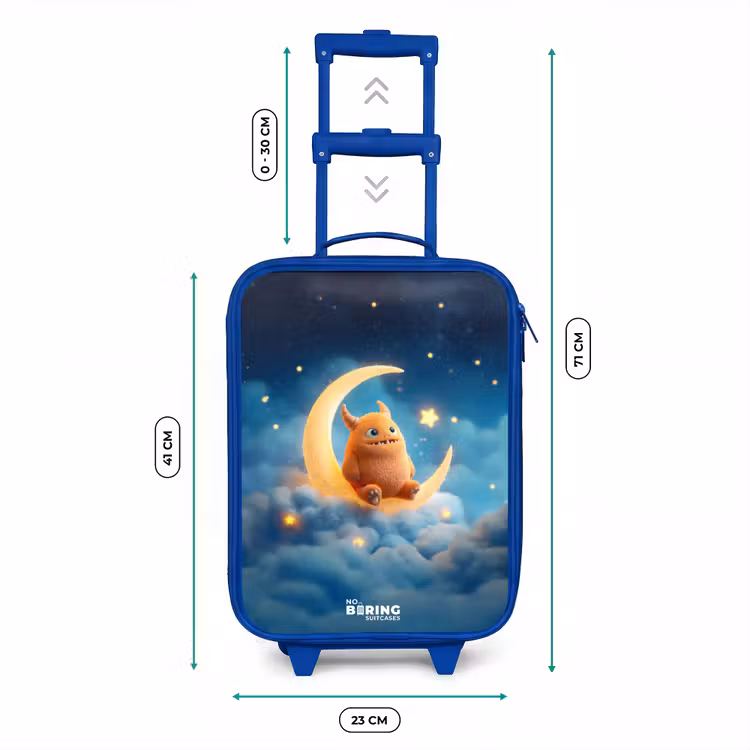 Kinderkoffer - Blauw - Oranje monster op maansikkel — 6