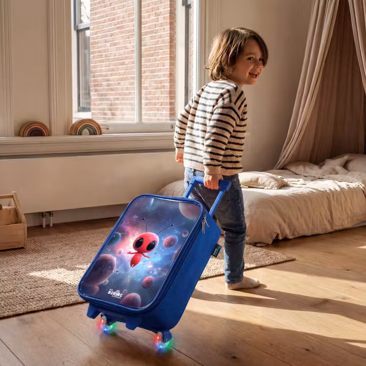 Kinderkoffer - Blauw - Rood Ruimtewezen in Kosmische Dans — 3