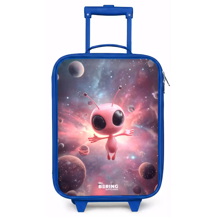 Kinderkoffer - Blauw - Roze Alien in Sterrennevel — 1