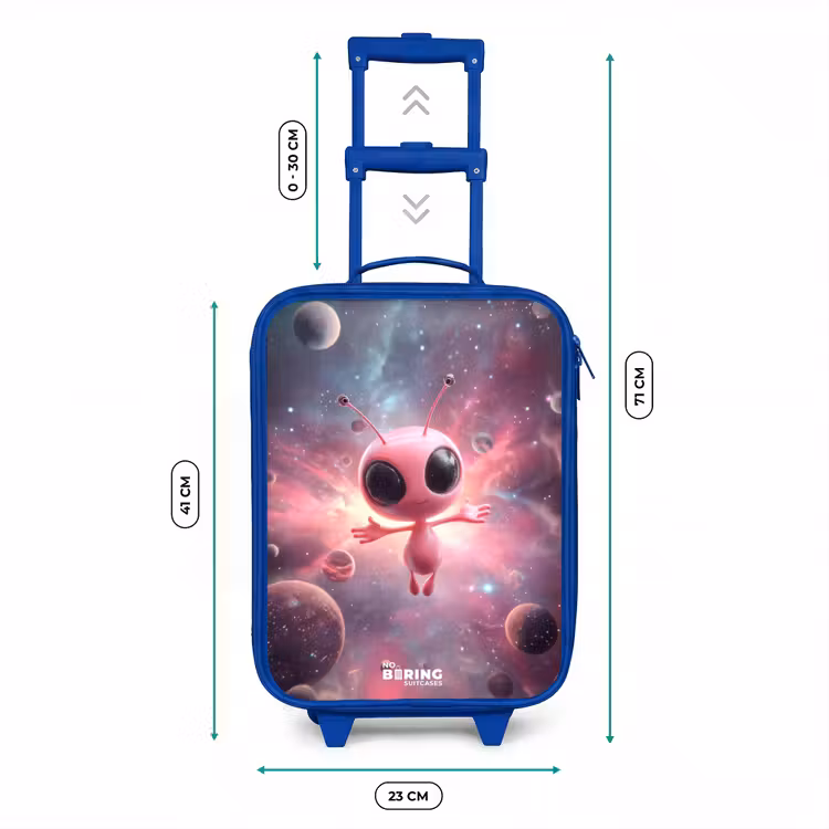 Kinderkoffer - Blauw - Roze Alien in Sterrennevel — 6