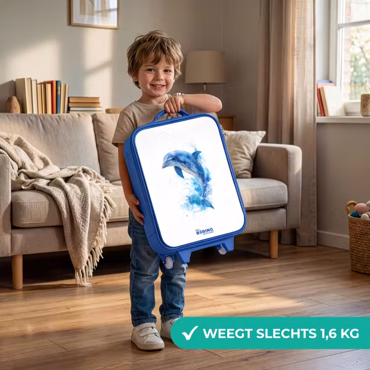 Kinderkoffer - Blauw - Springende blauwe dolfijn — 2