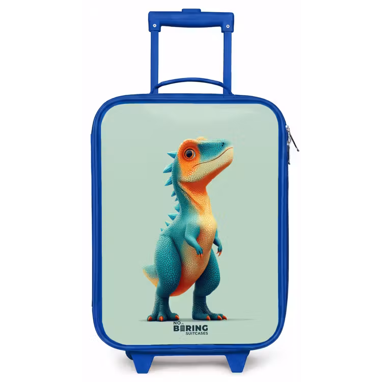 Kinderkoffer - Blauw - Stoere dino met grote ogen — 1