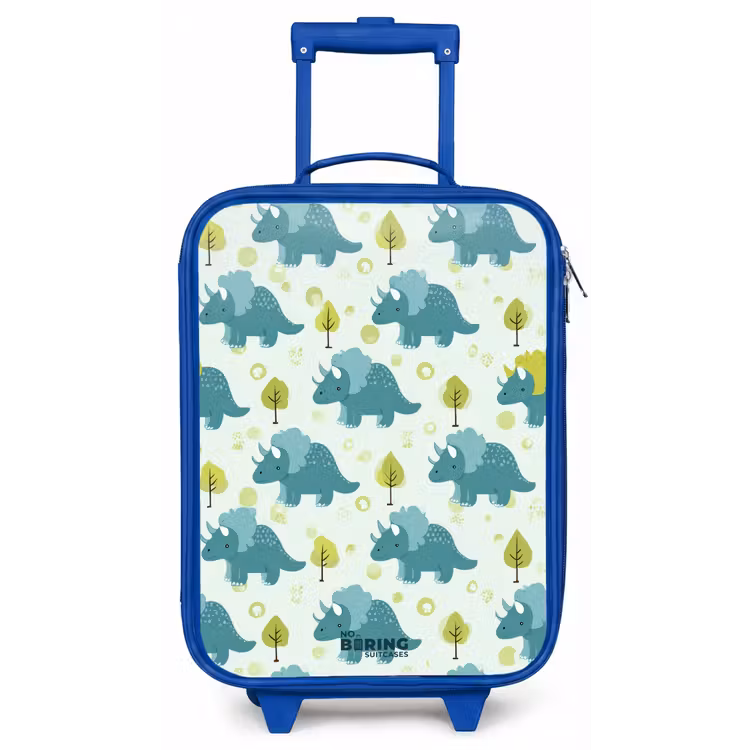 Kinderkoffer - Blauw - Triceratopsen tussen boompjes — 1