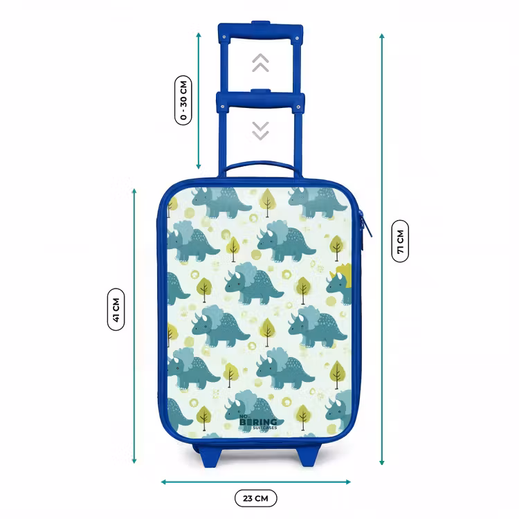 Kinderkoffer - Blauw - Triceratopsen tussen boompjes — 6