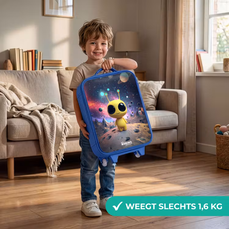Kinderkoffer - Blauw - Vrolijk buitenaards wezentje — 2