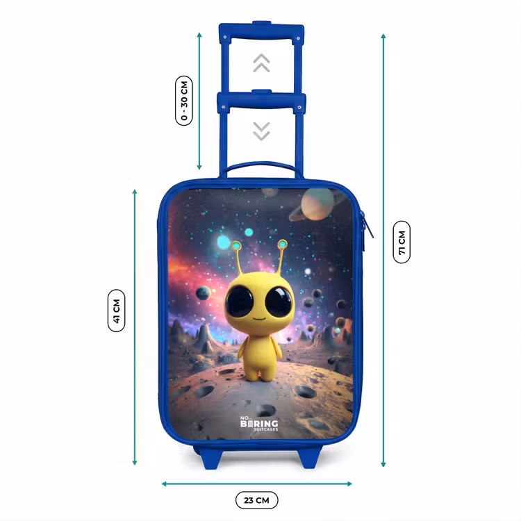 Kinderkoffer - Blauw - Vrolijk buitenaards wezentje — 6
