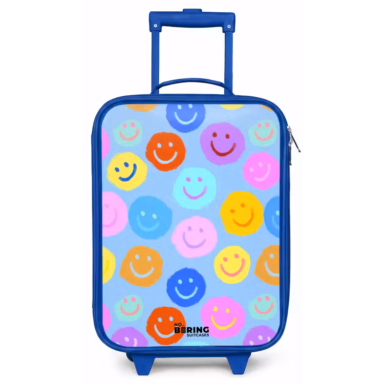 Kinderkoffer - Blauw - Vrolijk patroon van smileys — 1