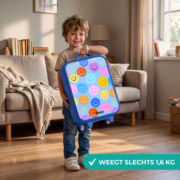 Kinderkoffer - Blauw - Vrolijk patroon van smileys — 2