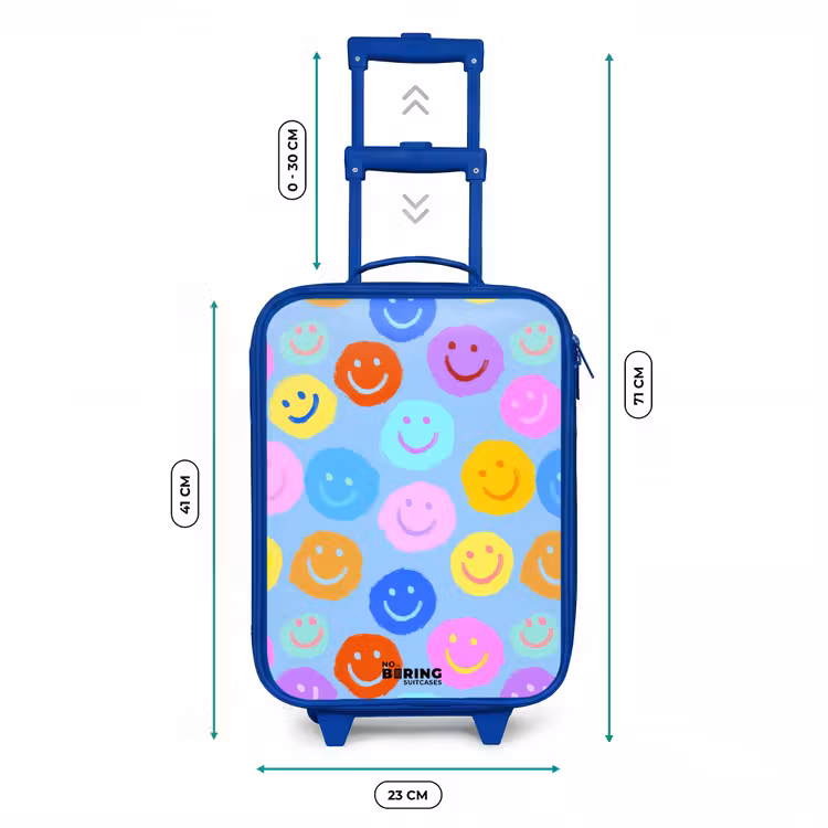 Kinderkoffer - Blauw - Vrolijk patroon van smileys — 6
