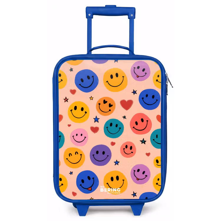 Kinderkoffer - Blauw - Vrolijk Smiley-patroon — 1