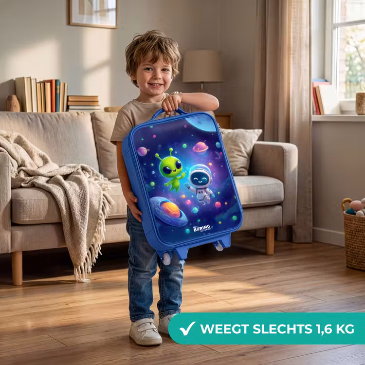Kinderkoffer - Blauw - Vrolijke Ontmoeting in de Ruimte — 2