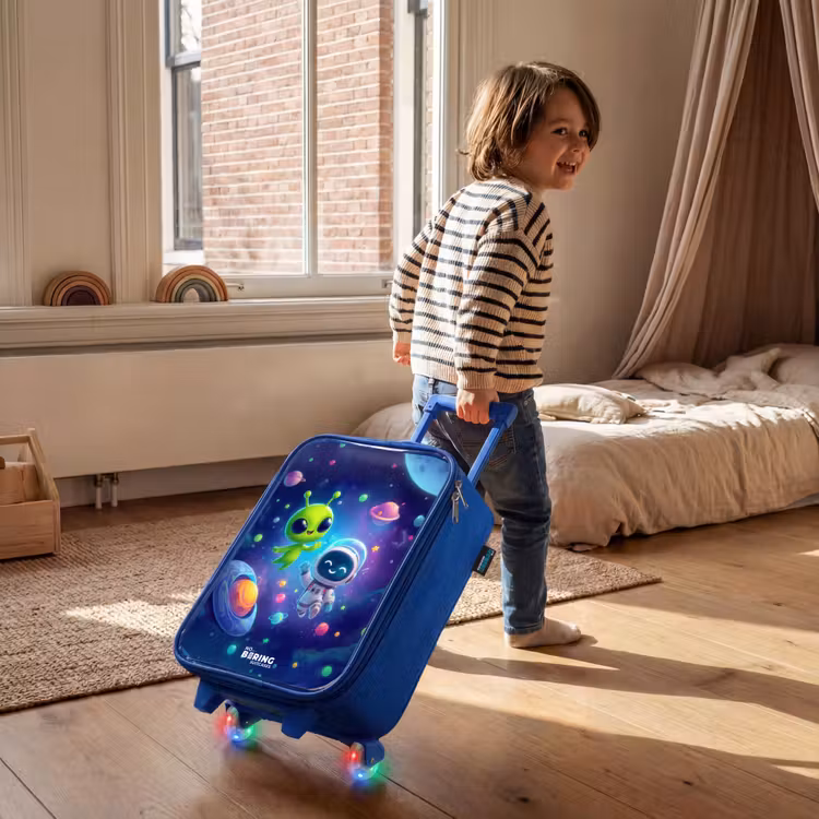 Kinderkoffer - Blauw - Vrolijke Ontmoeting in de Ruimte — 3