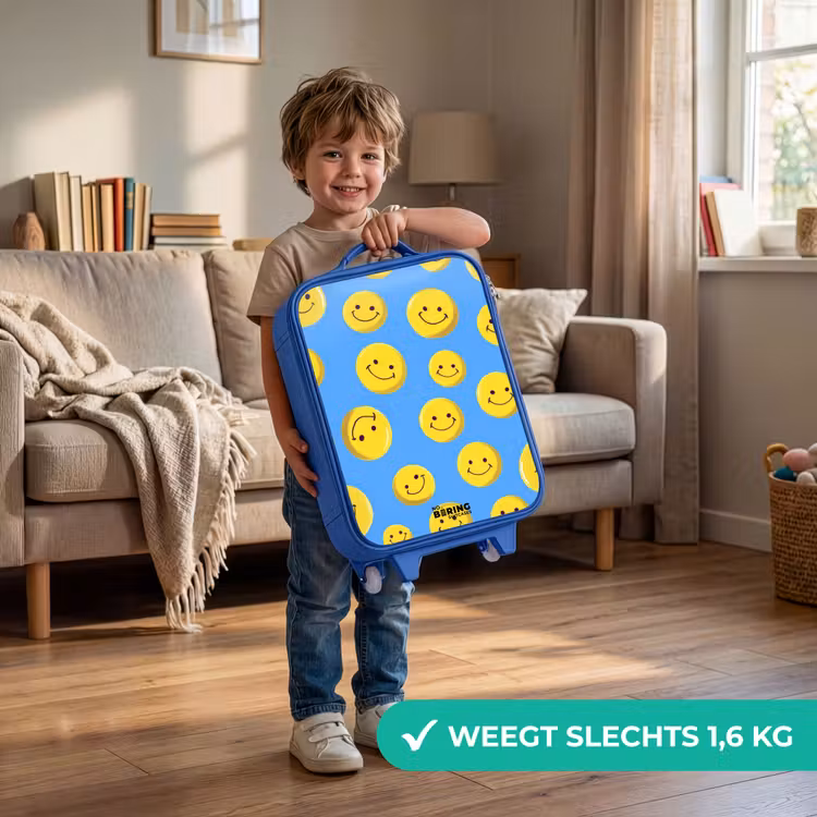 Kinderkoffer - Blauw - Vrolijke smileyregen — 2