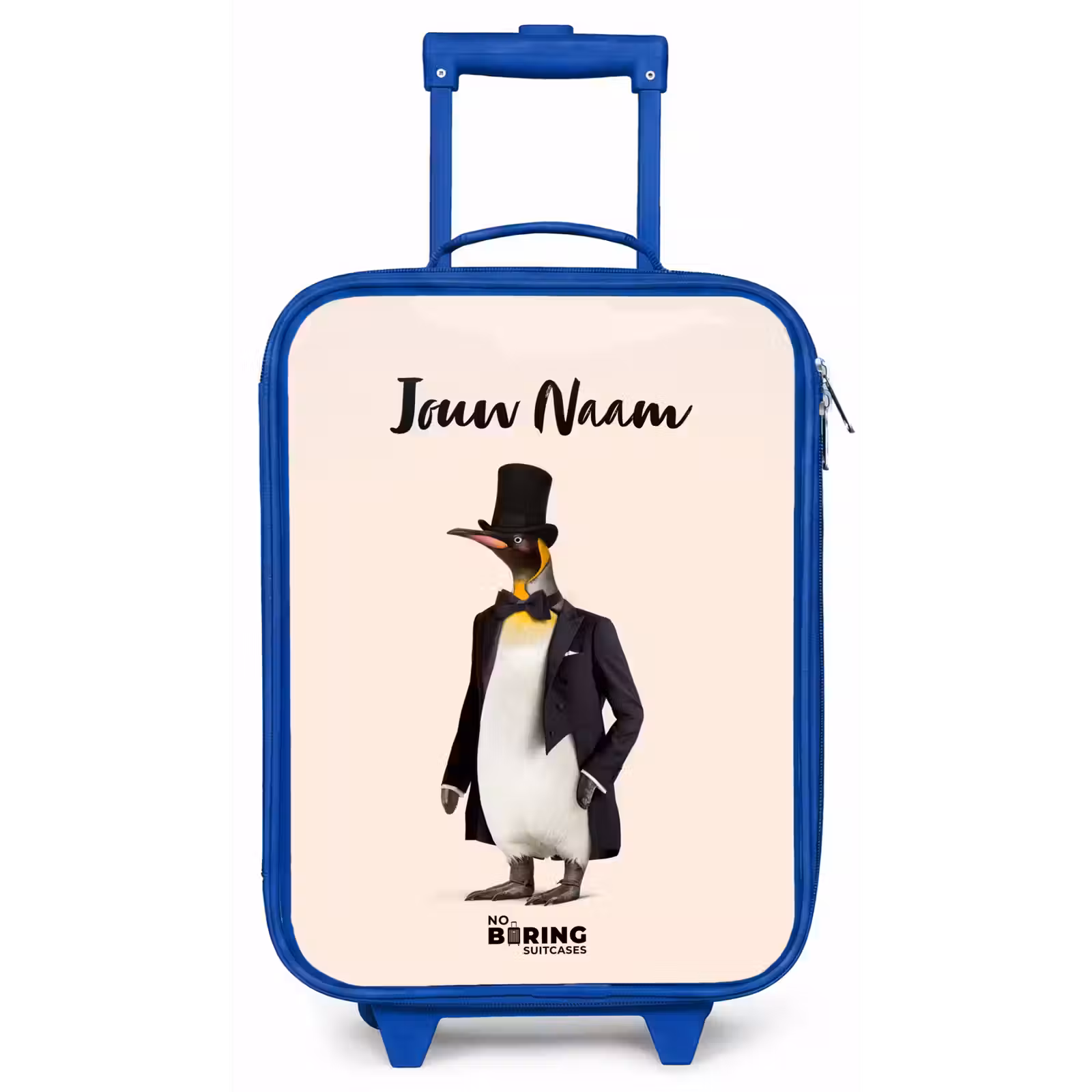 Kinderkoffer met naam - Blauw - Pinguin in Pak — 1