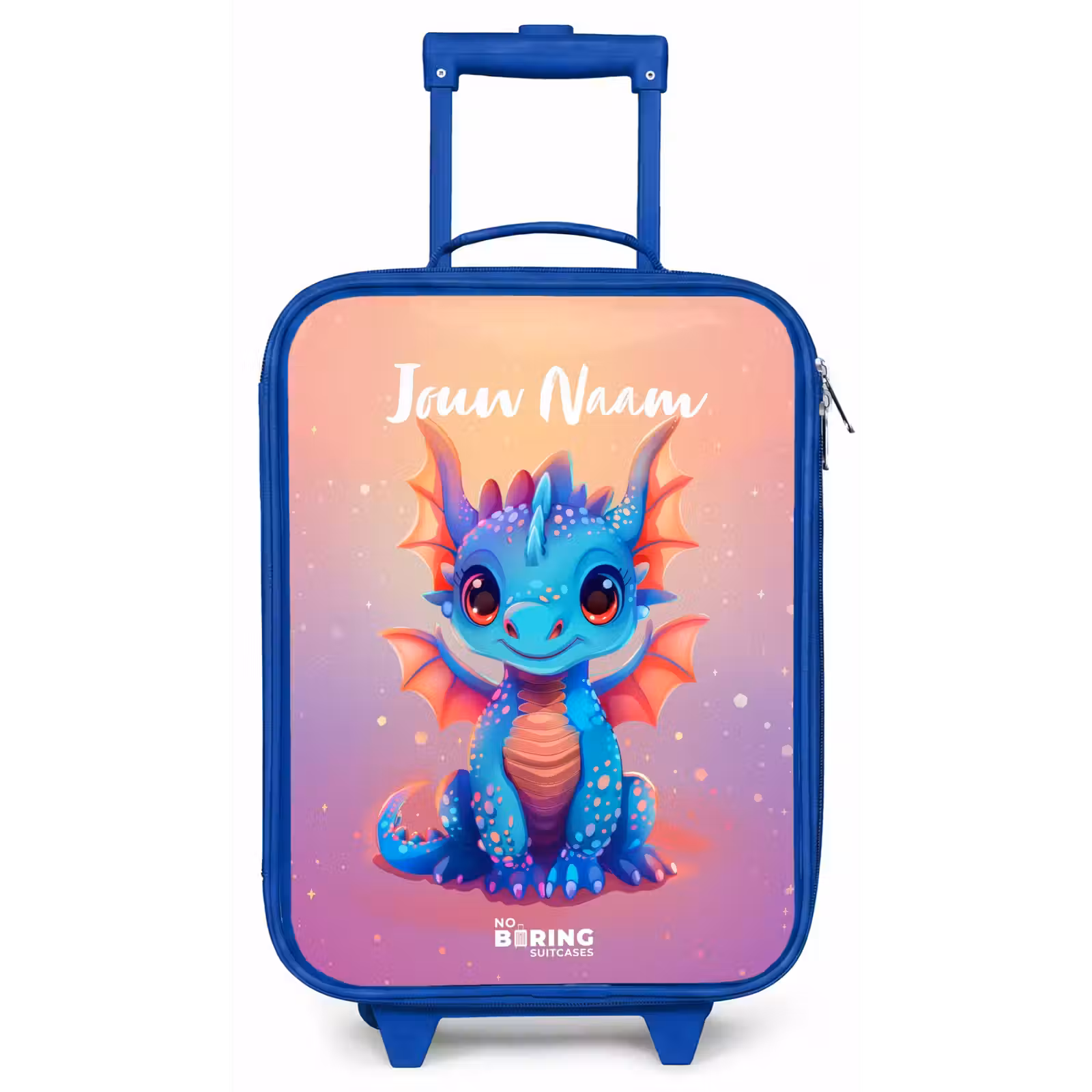 Kinderkoffer met naam - Blauw - Schattige baby draak — 1