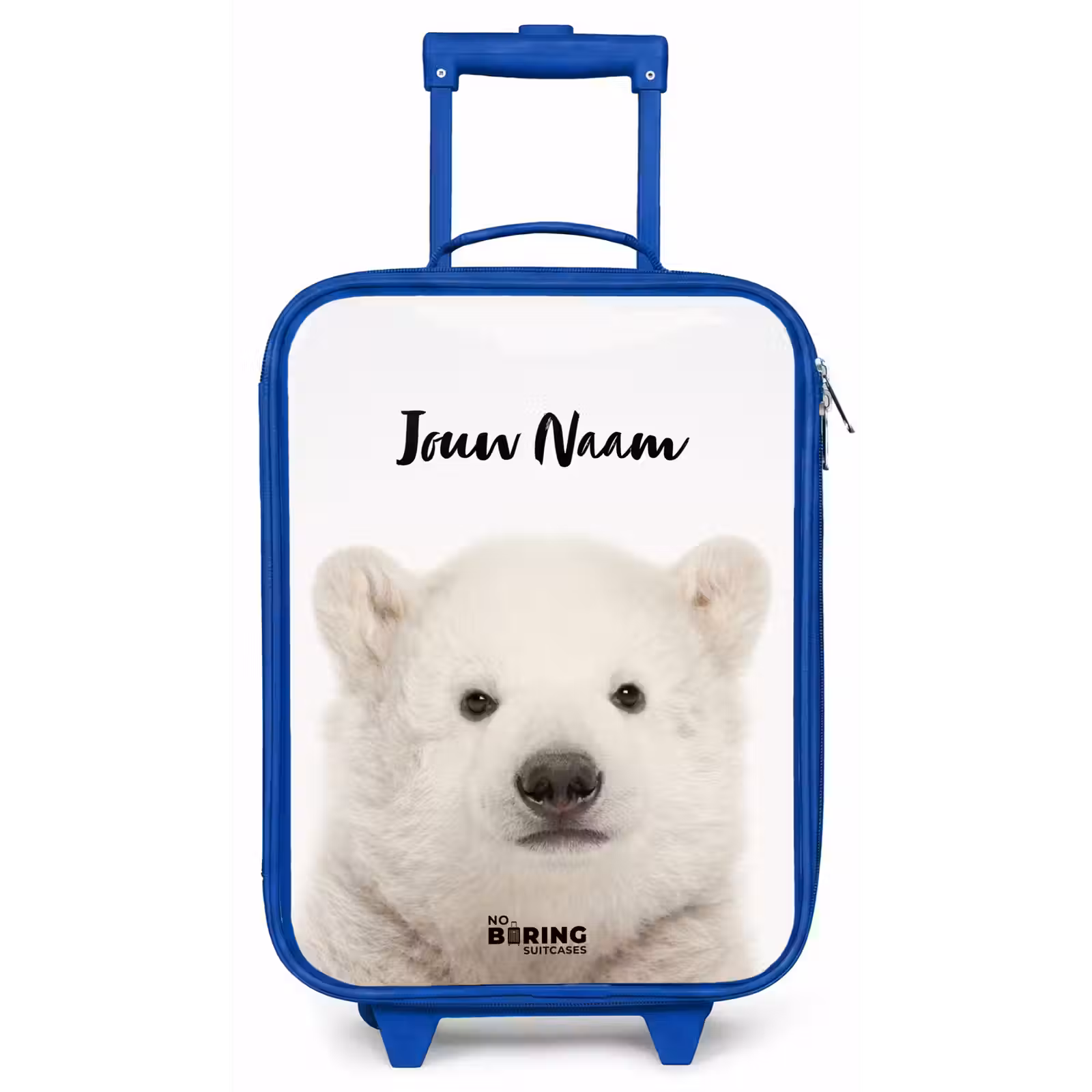 Kinderkoffer met naam - Blauw - Schattige Ijsbeer — 1