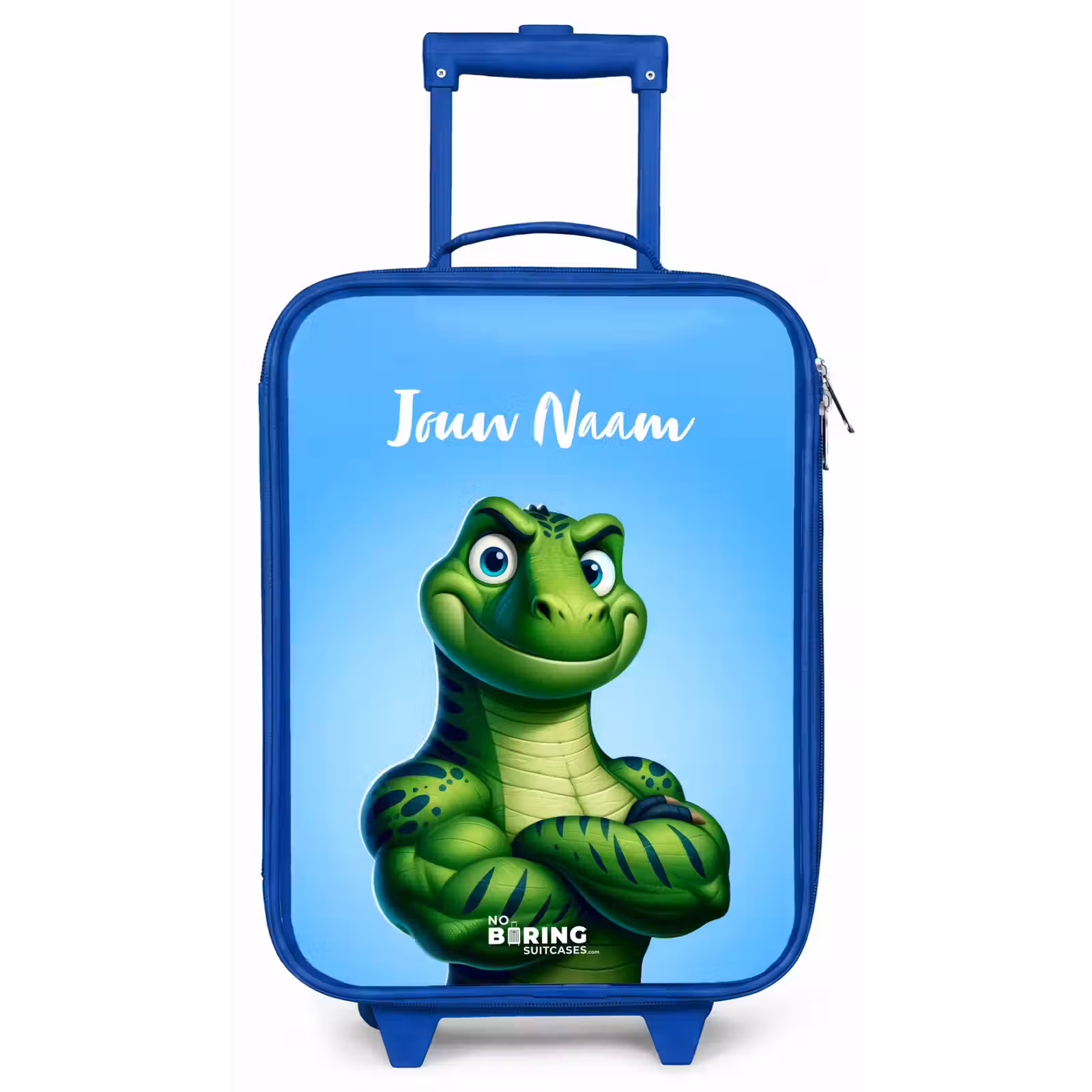 Kinderkoffer met naam - Blauw - Spierbundelsaurus — 1
