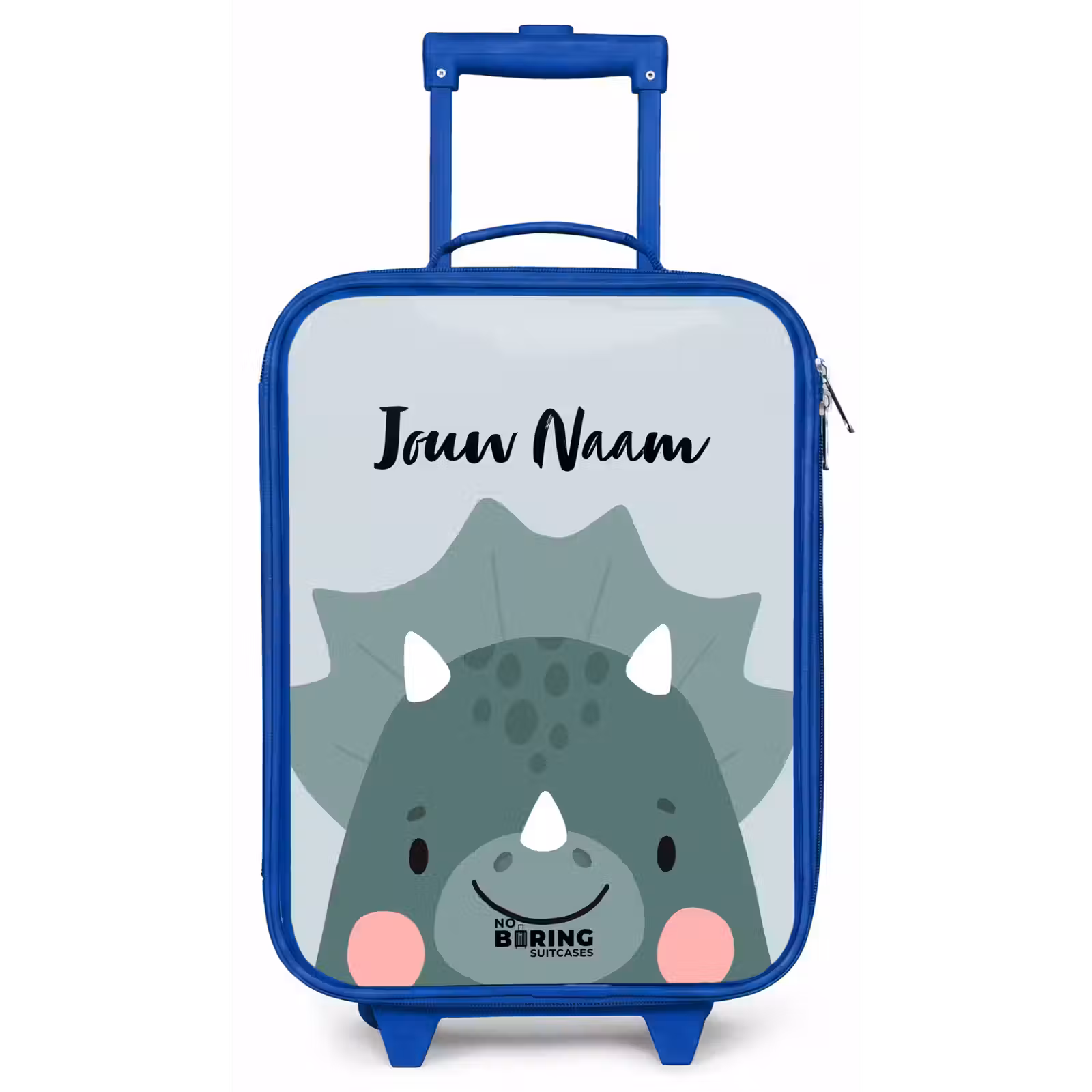 Kinderkoffer met naam - Blauw - Tigo triceratops — 1
