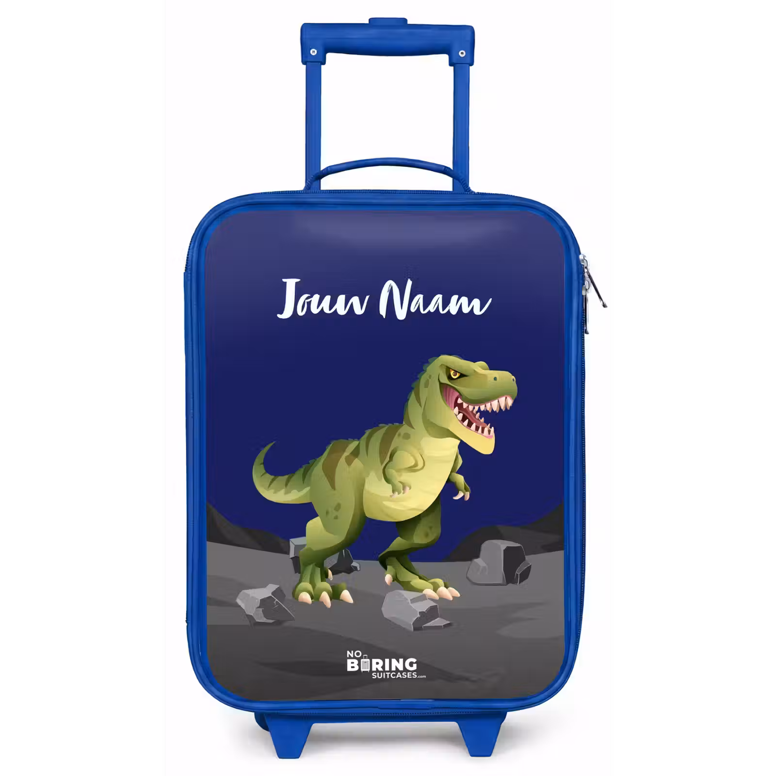 Kinderkoffer met naam - Blauw - Tjibbe T-Rex — 1