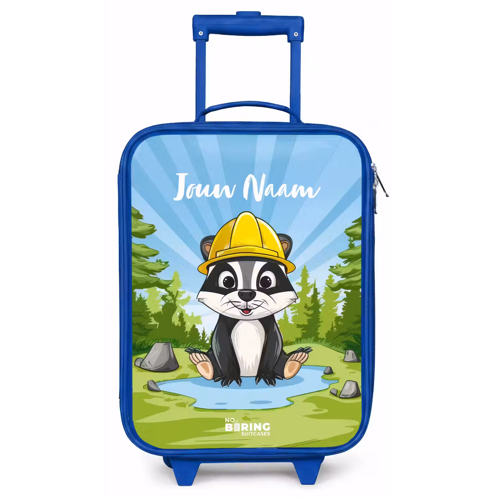 Kinderkoffer met naam - Blauw - Wally werkbeer — 1