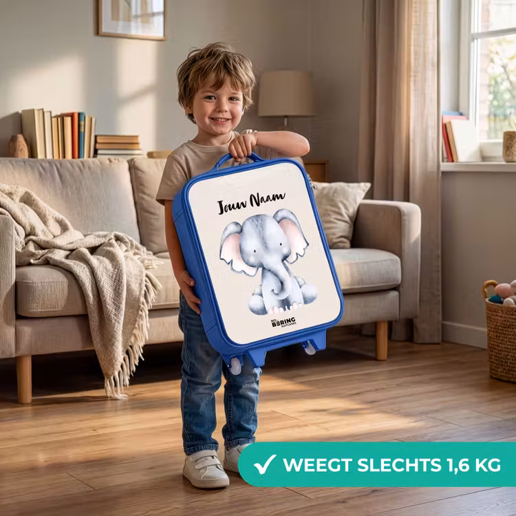 Kinderkoffer met naam - Blauw - Oane Olifant — 2