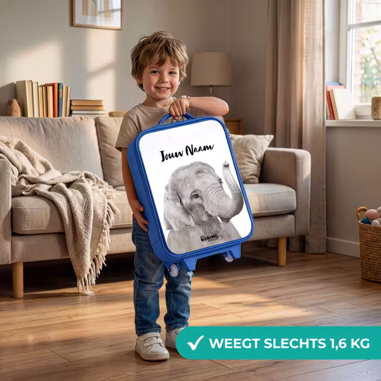 Kinderkoffer met naam - Blauw - Oscar Olifant — 2
