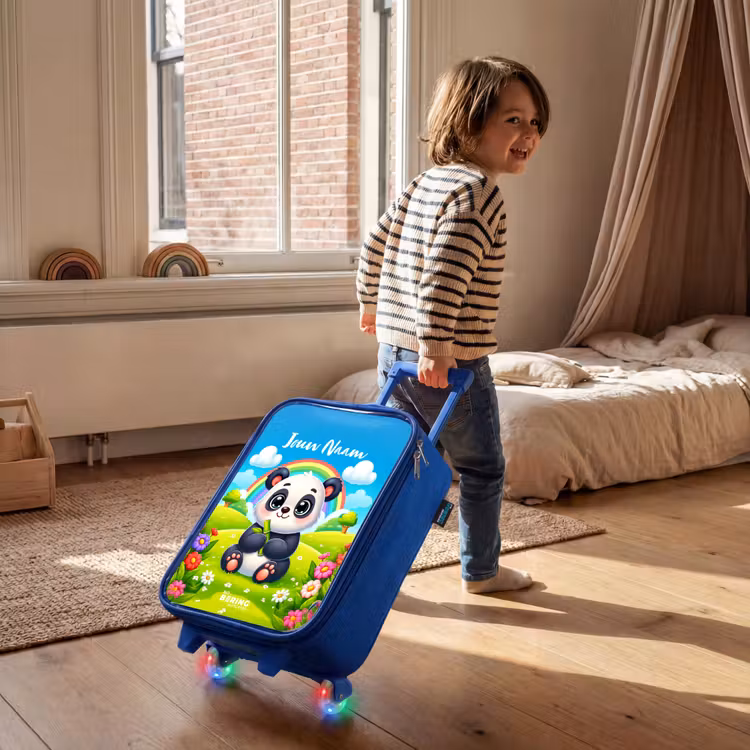 Kinderkoffer met naam - Blauw - Pukkie Panda — 3