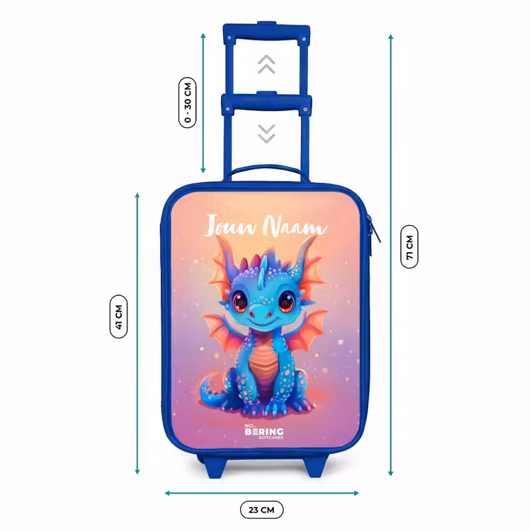 Kinderkoffer met naam - Blauw - Schattige baby draak — 6