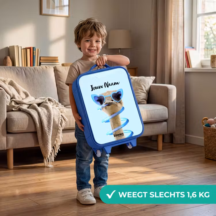 Kinderkoffer met naam - Blauw - Sierk Struisvogel Blauw — 2