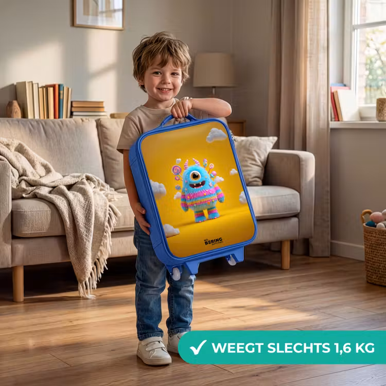 Kinderkoffer - Blauw - Snoep - Monster - Regenboog — 2