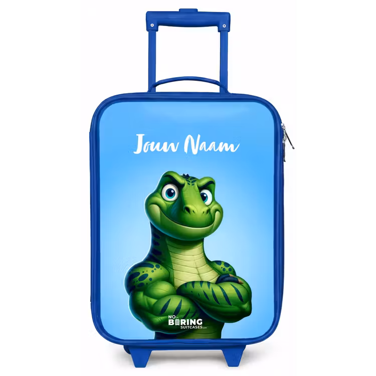 Kinderkoffer met naam - Blauw - Spierbundelsaurus — 1