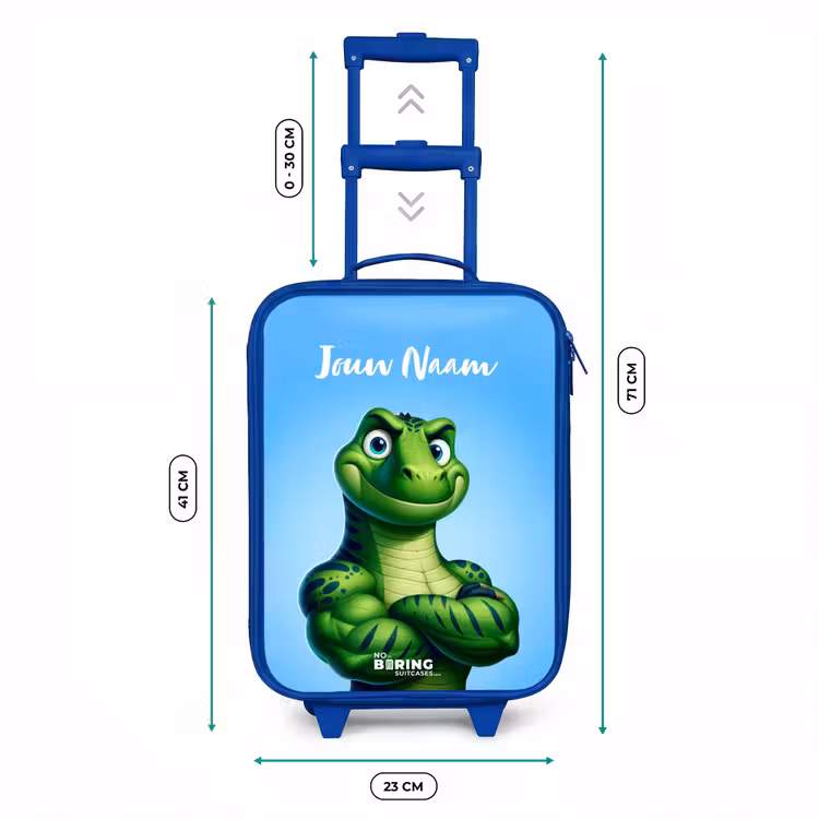 Kinderkoffer met naam - Blauw - Spierbundelsaurus — 6