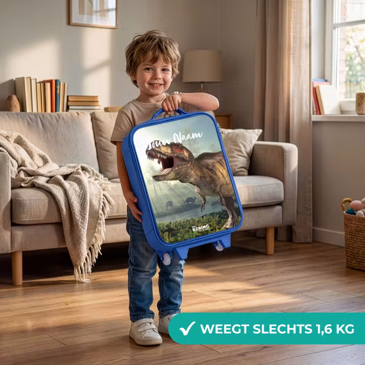 Kinderkoffer met naam - Blauw - Thijs Tyrannosaurus — 2