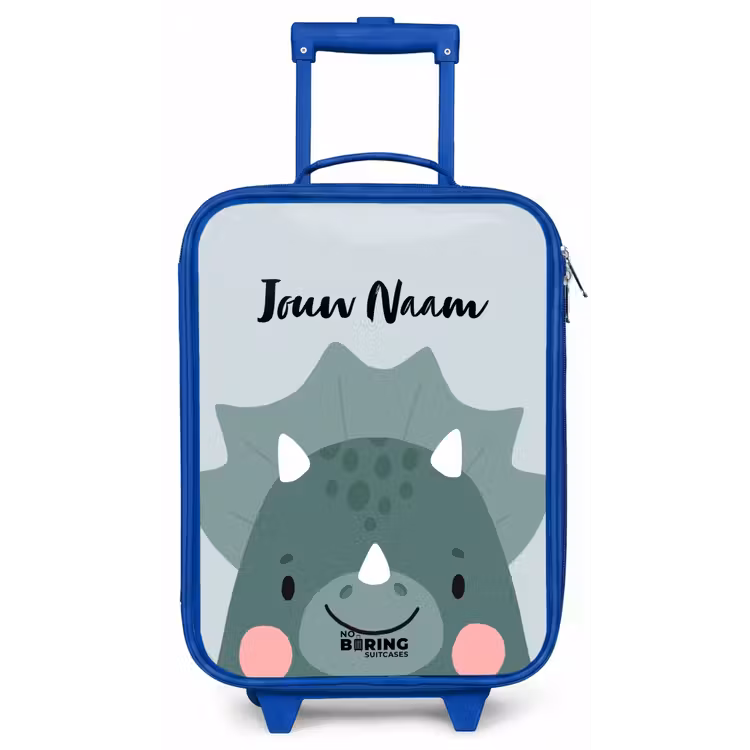 Kinderkoffer met naam - Blauw - Tigo triceratops — 1