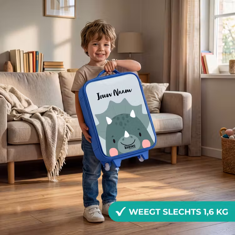 Kinderkoffer met naam - Blauw - Tigo triceratops — 2