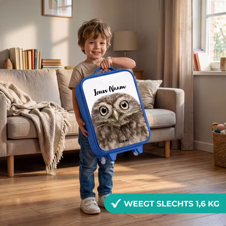 Kinderkoffer met naam - Blauw - Ulke Uil — 2