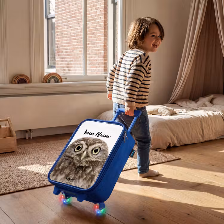 Kinderkoffer met naam - Blauw - Ulke Uil — 3