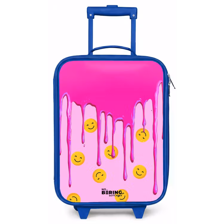 Kinderkoffer - Blauw - Verf - Smiley - Roze — 1
