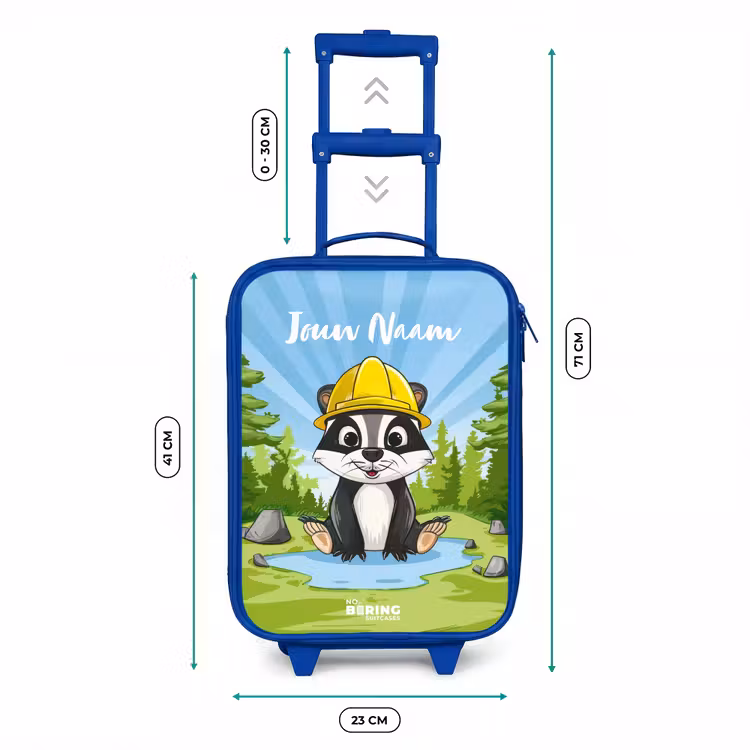 Kinderkoffer met naam - Blauw - Wally werkbeer — 6