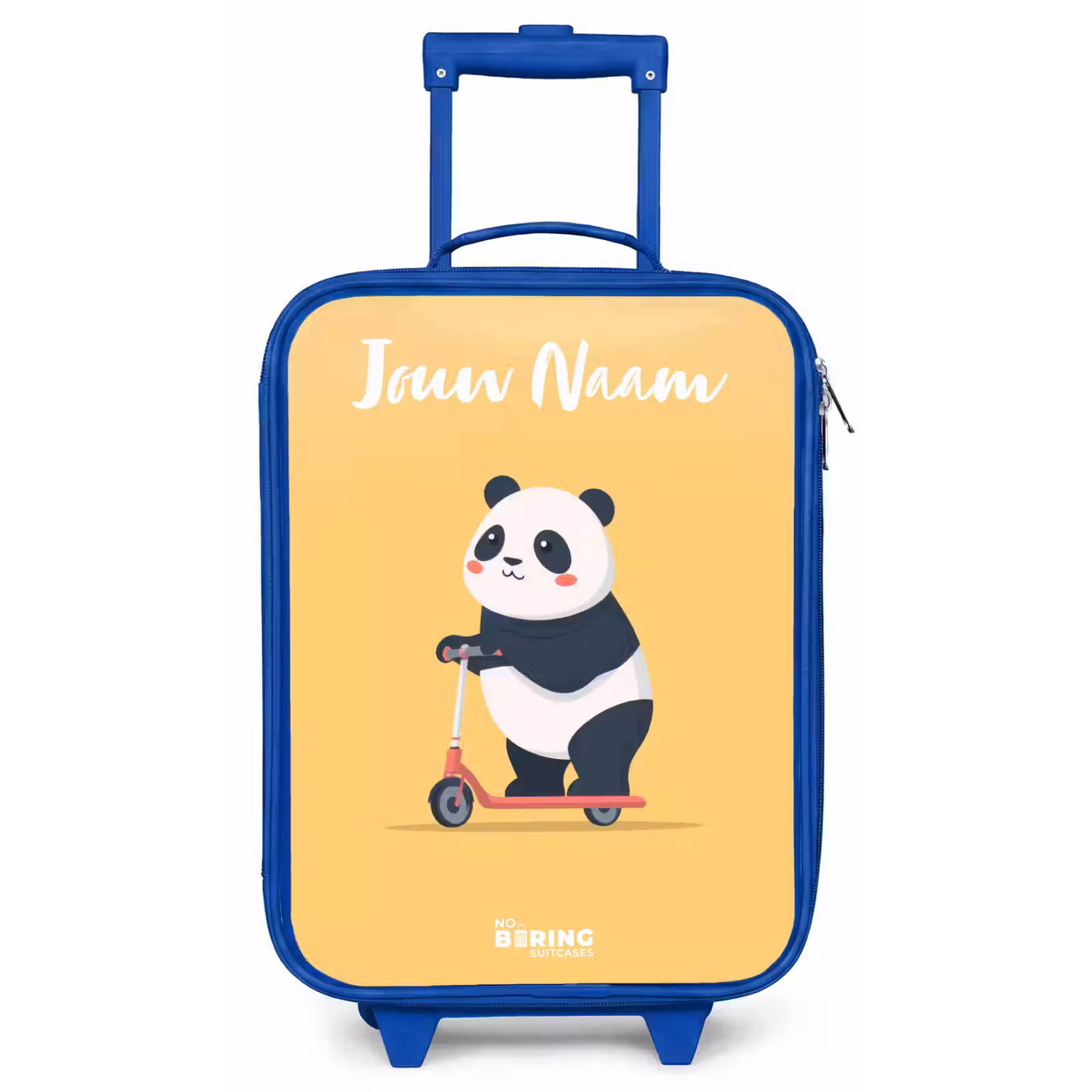 Kinderkoffer met naam - Blauw - Panda - Step - Geel — 1