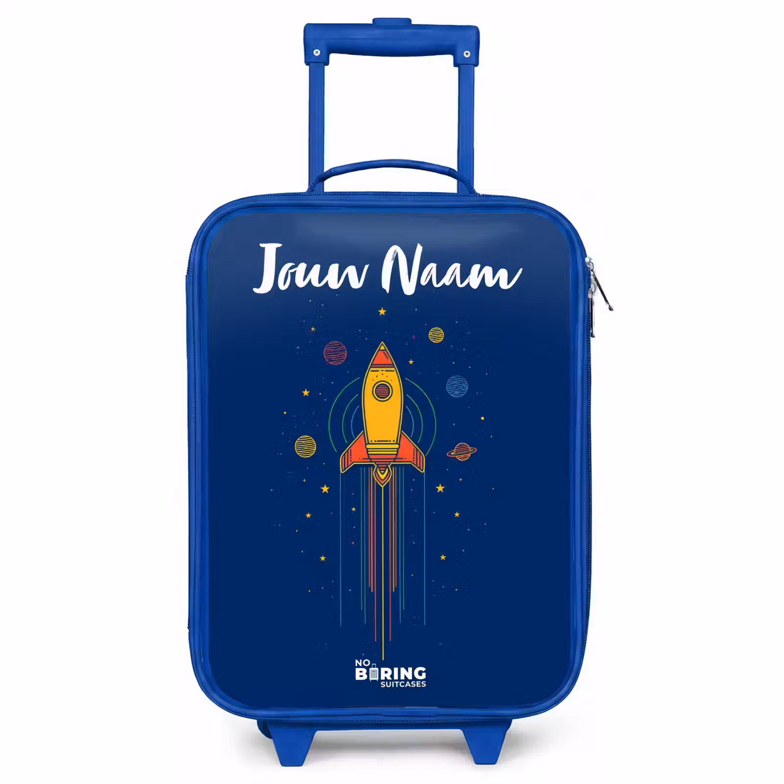 Kinderkoffer met naam - Blauw - Raket - Planeten - Sterren — 1