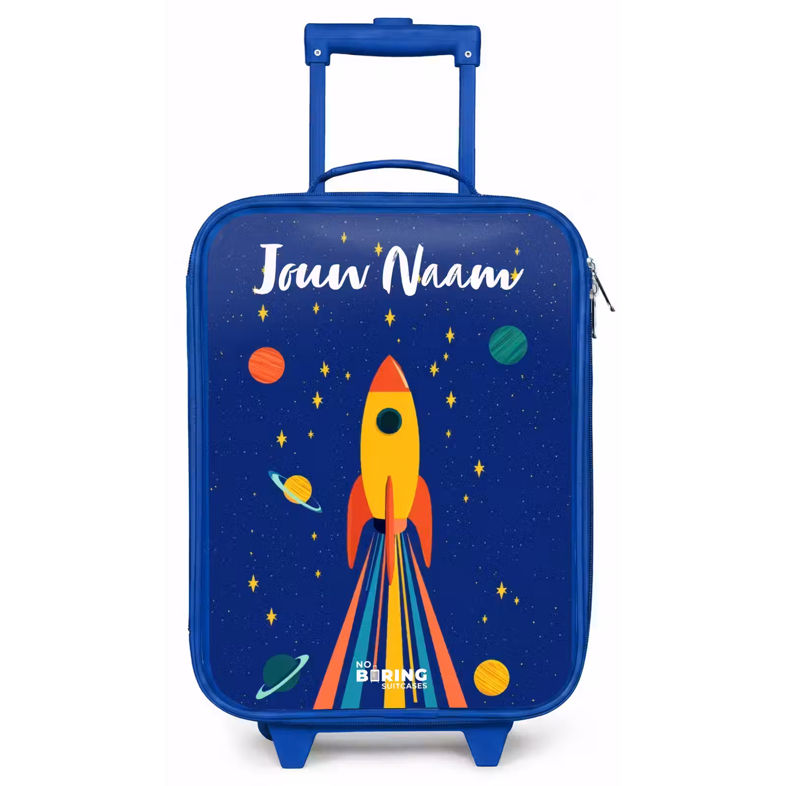 Kinderkoffer met naam - Blauw - Raket - Sterren - Planeet - Ruimte — 1