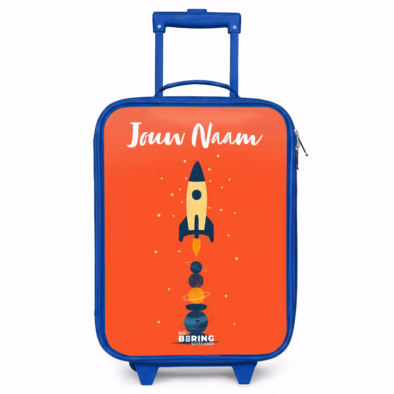 Kinderkoffer met naam - Blauw - Raket - Sterren - Planeten — 1